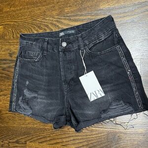 Zara Denim Shorts, Black, Size: US 4 (EUR 36)